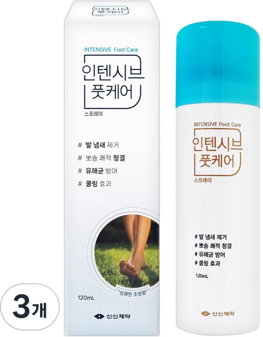 신신제약 발냄새제거 인텐시브 풋케어 스프레이, 3개, 120ml