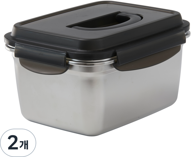 코멧 홈 다양하게 사용하는 연마제 없는 스테인리스 304 직사각 밀폐 김치통, 2개, 3.8L
