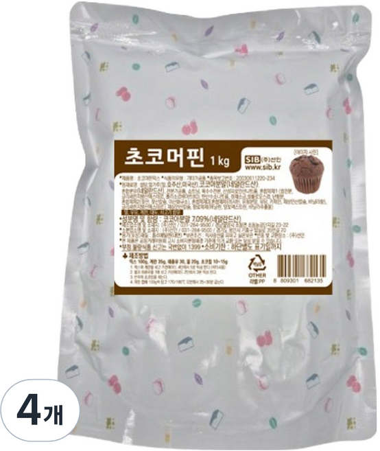 이홈베이킹 초코머핀믹스, 1kg, 4개