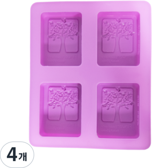 Jian Nature 方形木紋4格模具, 單一顏色, 4個