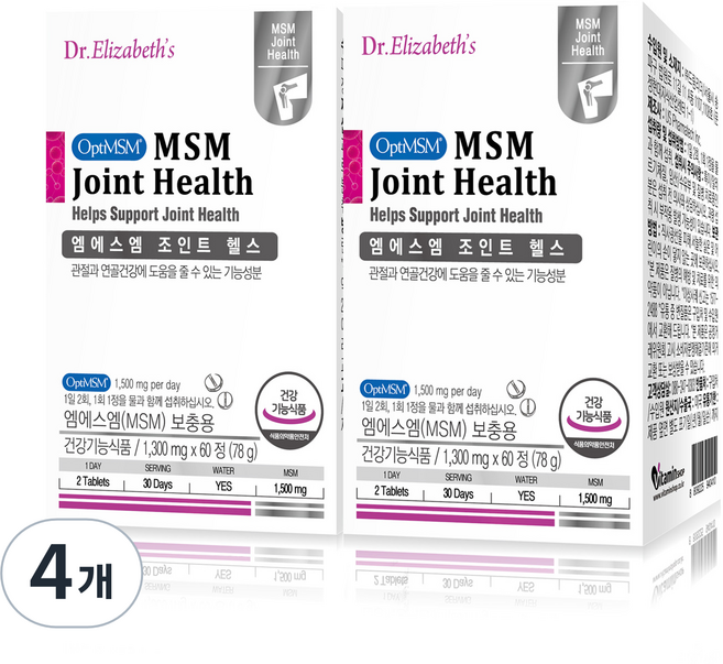 닥터엘리자베스 엠에스엠 조인트 헬스 건강기능식품, 60정, 4개