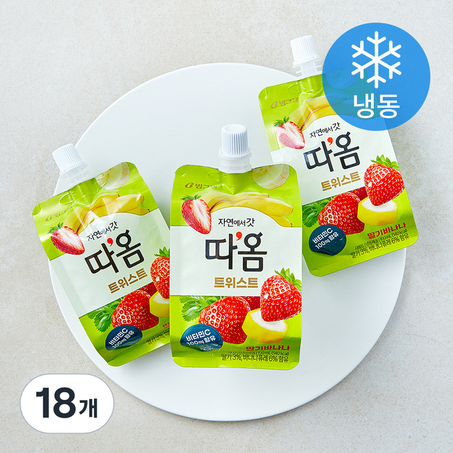 빙그레 따옴 트위스트 딸기바나나 (냉동), 18개, 1개입, 150ml