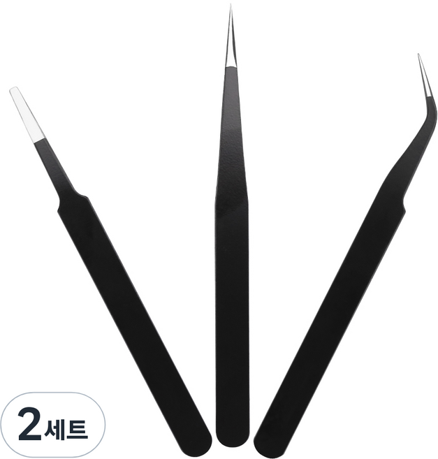 탐사 다용도 트위저 핀셋 3종 세트, 블랙, 2세트