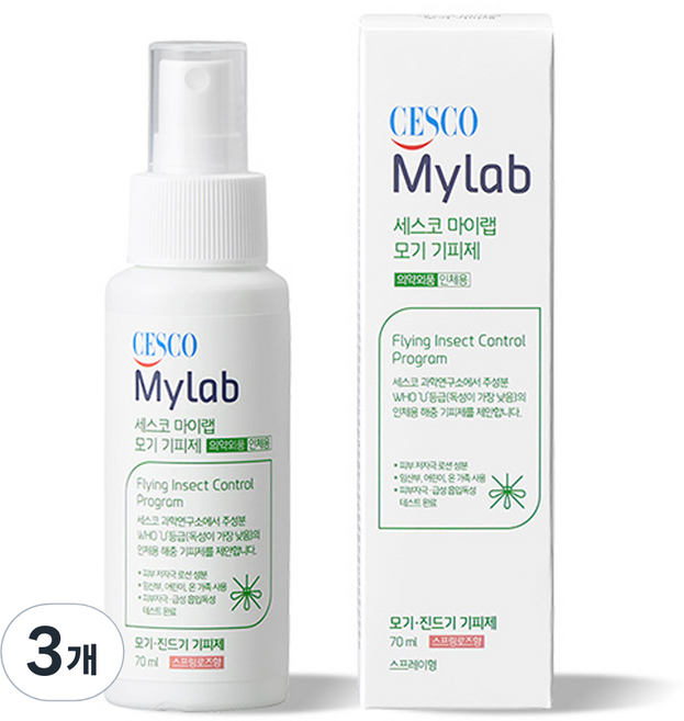 세스코마이랩 모기 기피제, 3개, 70ml