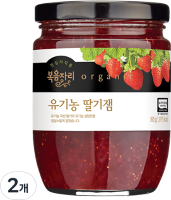 복음자리 유기농 딸기잼, 2개, 360g