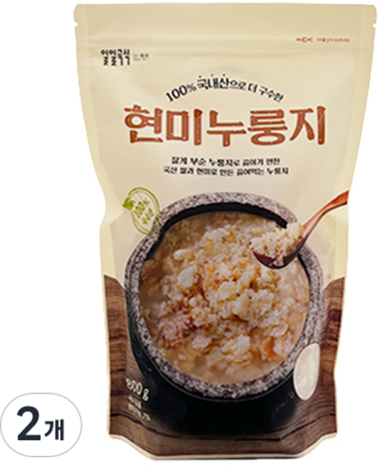 태광선식 일일곡식 국산 현미 누룽지, 800g, 2개