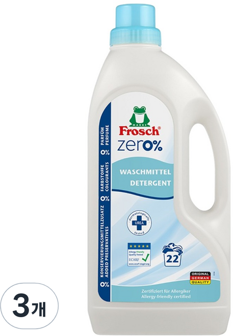 프로쉬 제로 액상 세탁세제 본품, 1.5L, 1개입, 3개