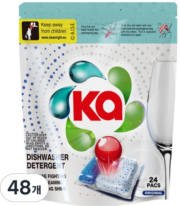 카포드 떼 기름제거 강력세척 올인원 식기세척기 캡슐세제 3 in 1 오리지널향, 12g, 48개