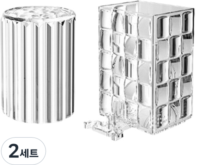 유니힐 고급형 치약칫솔걸이 + 물컵 세트, 투명, 2세트