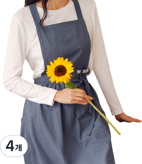 잇츠온 코튼 파스텔 원피스 앞치마, 다크블루, 4개