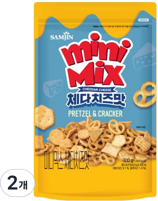 삼진 미니프레첼 미니믹스 체다치즈맛, 300g, 2개