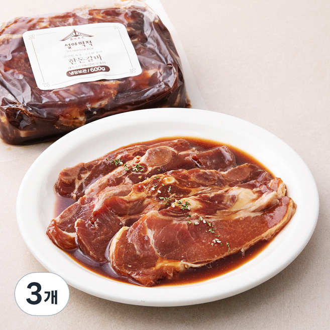 설야멱적 한돈갈비, 600g, 3개