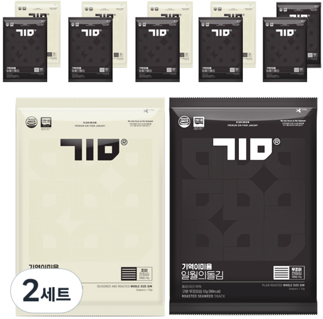기역이미음 전장김 조미 25g x 5p + 무조미 12g x 7p, 2세트
