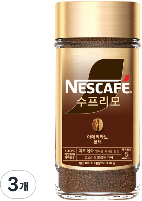 네스카페수프리모 네스카페 아메리카노 블랙 jar, 100g, 3개, 1개입