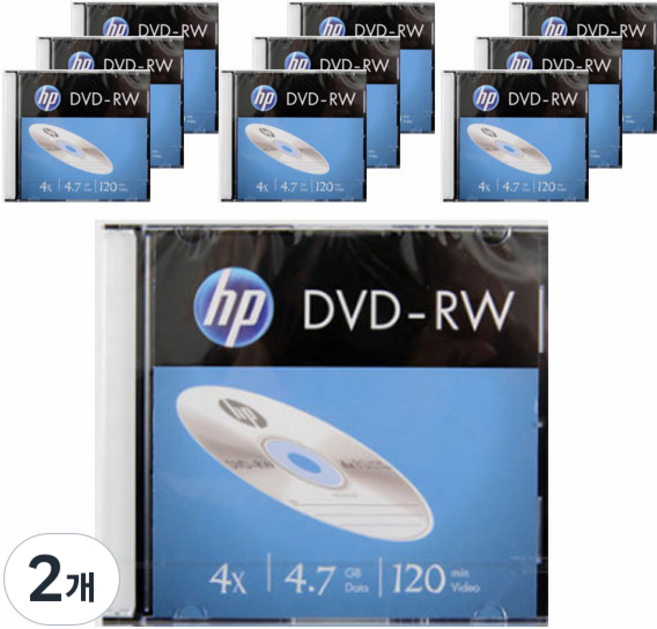 hp 惠普 4.7GB 4x 薄型盒裝空白光碟 DVD-RW 10片, 單一商品, 2個
