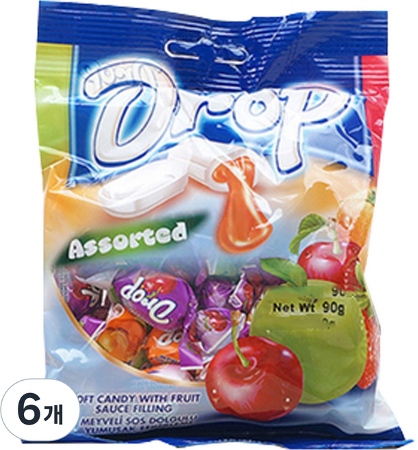 드롭 어소티드 츄잉캔디, 90g, 6개
