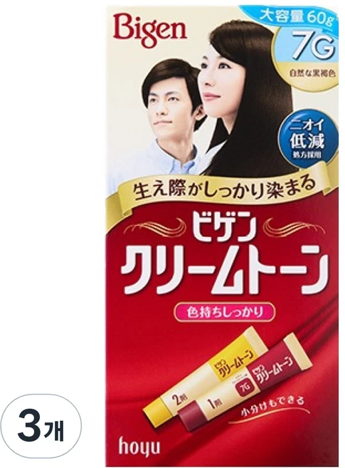 비겐 크림톤 염색제, 7G 자연 흑갈색, 3개 - 쿠팡
