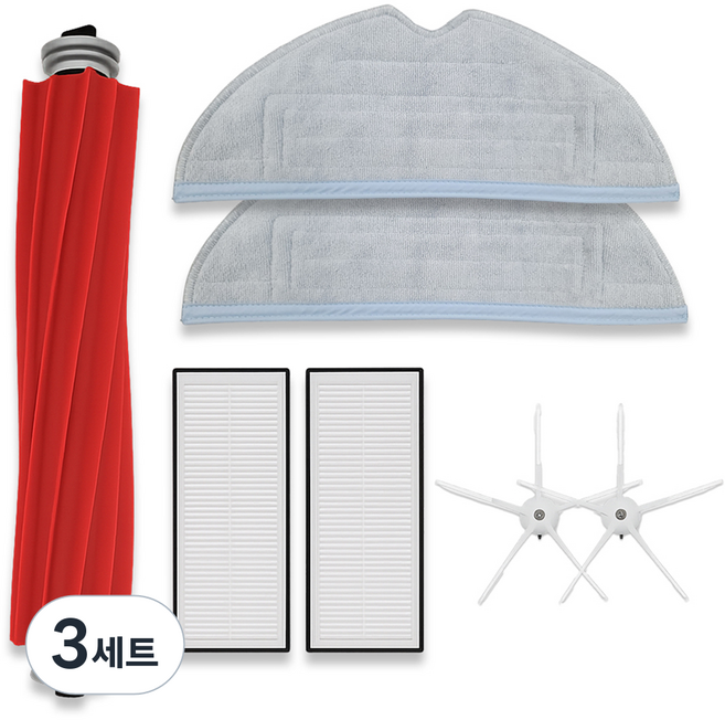 멋진공간 샤오미 로보락 S7 Plus 호환 사이드 브러쉬 2p + 필터 2p + 물걸레 2p + 메인 브러쉬 세트, 3세트
