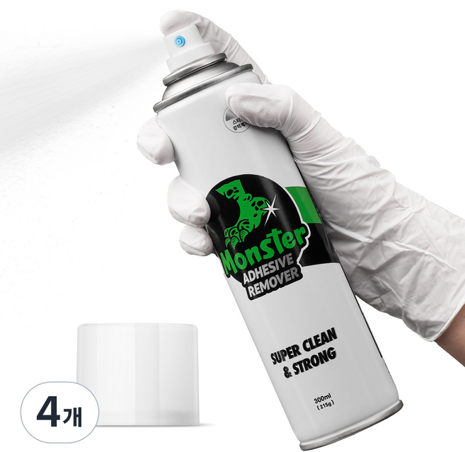 몬스터겔 초강력 끈끈이 접착제 테이프 자국 차량 스티커 제거제 300ml, 4개