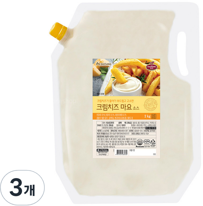 대상 쉐프원 크림치즈 마요소스, 2kg, 3개