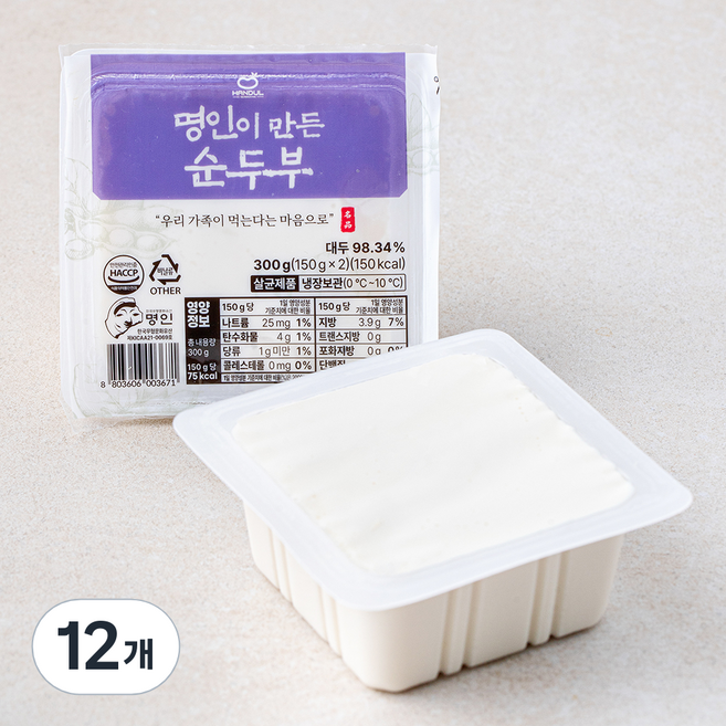 한둘 명인이 만든 순두부, 150g, 12개