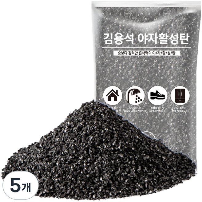 김용석생활연구소 야자활성탄 공기정화 실내 탈취제 본품, 1kg, 5개