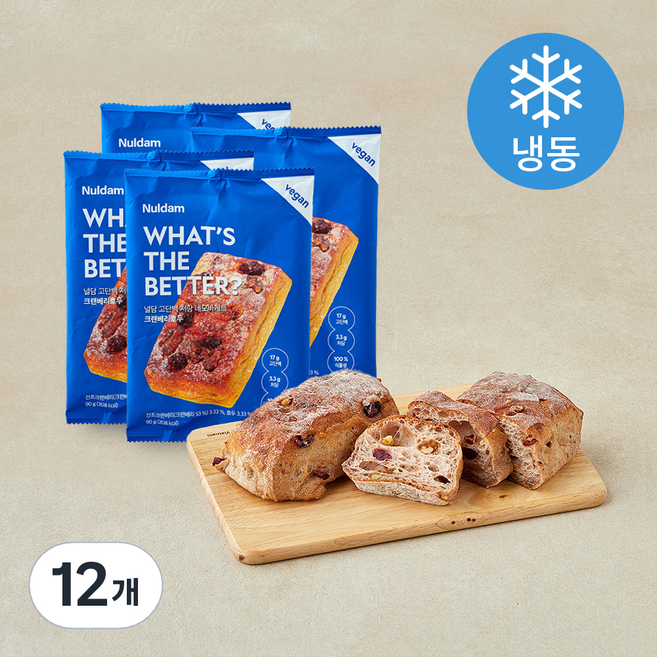 널담 고단백 저당 네모바게트 크랜베리호두 (냉동), 90g, 12개, 1개입