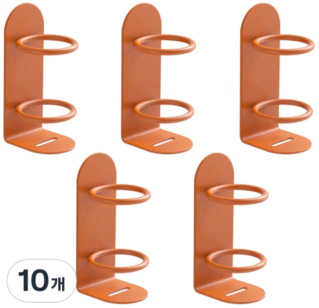 블럭마트 접착식 벽걸이 칫솔 치약홀더, 오렌지, 10개