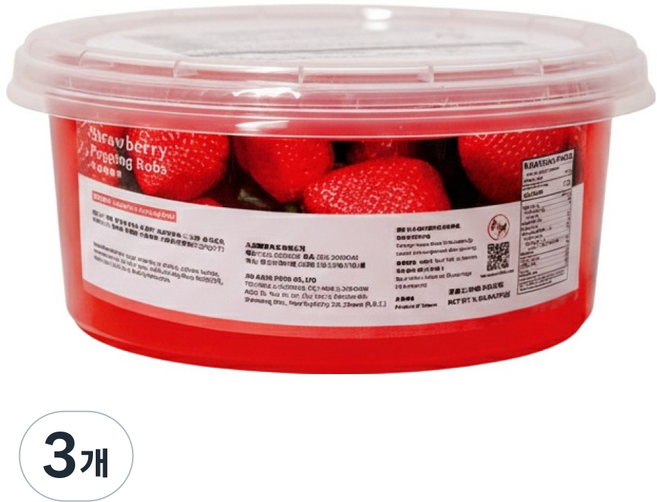 지우저우 스트로베리 딸기 버블티펄 팝핑보바, 3개, 1개입, 450g