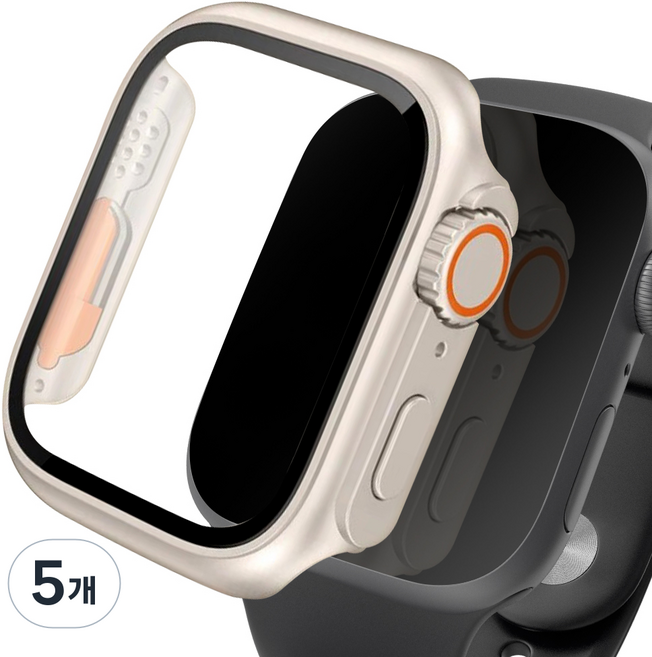 아이몰 애플워치 호환 울트라st 9H 강화유리 풀커버 프레임 케이스, 스타라이트, 5개