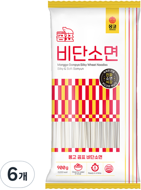 몽고 곰표 비단 소면, 900g, 6개