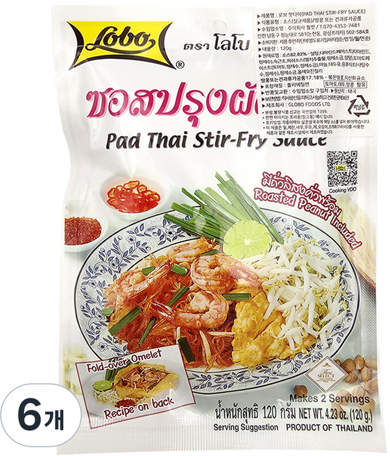 LOBO 팟타이 스터 프라이소스, 6개, 120g