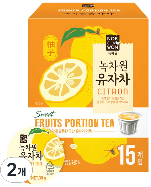 녹차원 유자차포션, 30g, 15개입, 2개