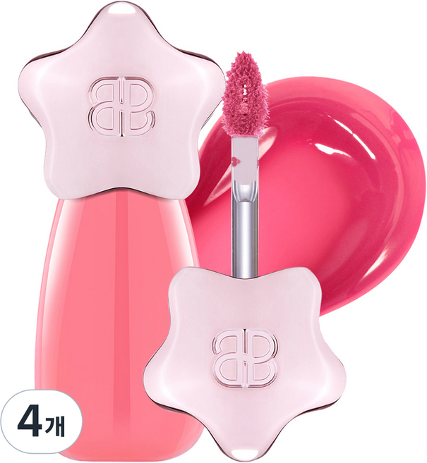 BEAUTY PEOPLE 噗通噗通水珠水潤唇釉 3.4g, 4個, 05 噗通噗通 蜜桃亮粉