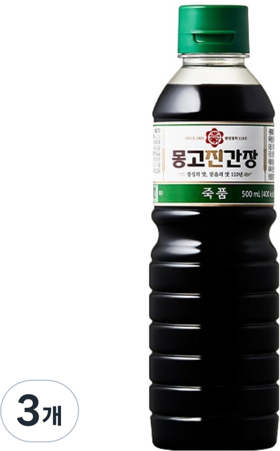 몽고진간장 몽고장유 죽품, 3개, 500ml