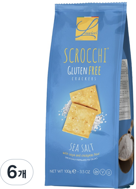 Laurieri master bakers Sgroccoli 無麩質海鹽蘇打餅乾, 100g, 6個