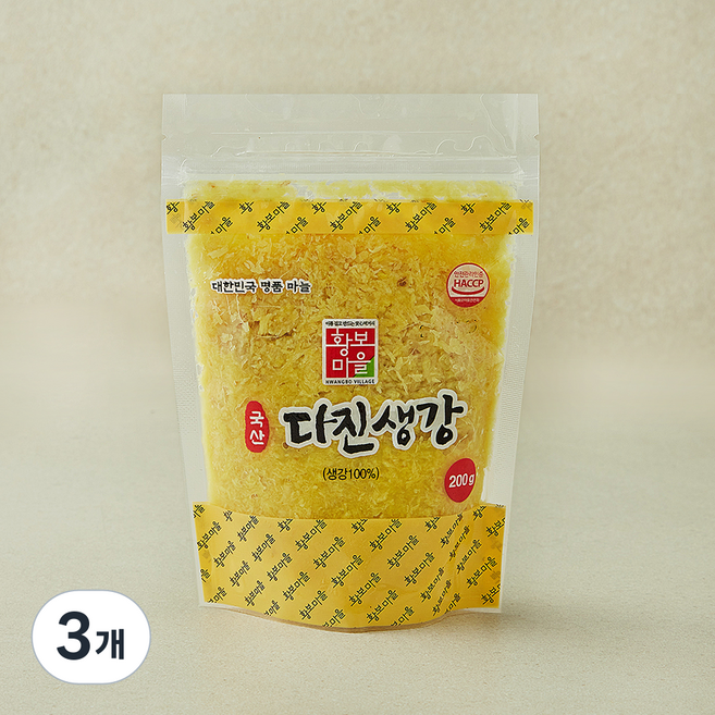 황보마을 국내산 다진생강, 200g, 3개