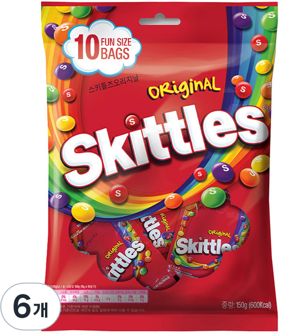 Skittles 彩虹糖 混合水果口味, 150g, 6個