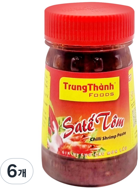 TrungThanh 사테톰 칠리 쉬림프 페이스트, 100g, 6개