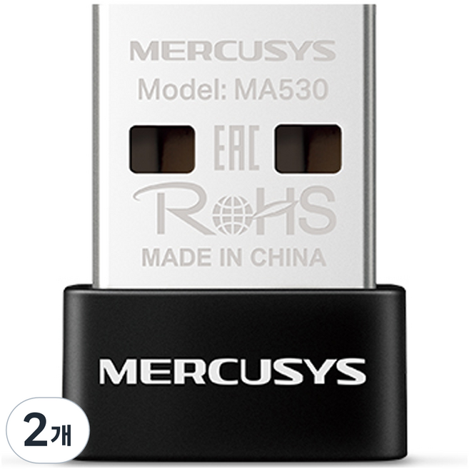 머큐시스 블루투스 5.4 나노 USB 어댑터, 블랙, 2개, MA530