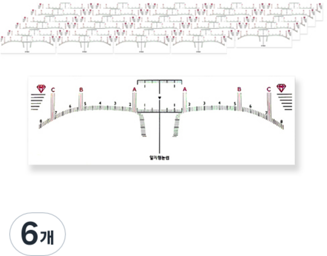눈썹 디자인 스티커자 50p, 일자형, 6개
