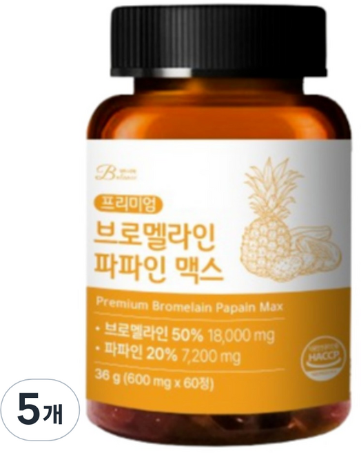 鳳梨木瓜酵素Max複方錠 36g, 5罐, 60顆