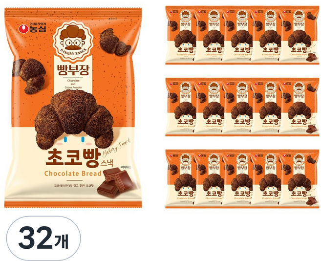 농심 빵부장 초코빵, 55g, 32개