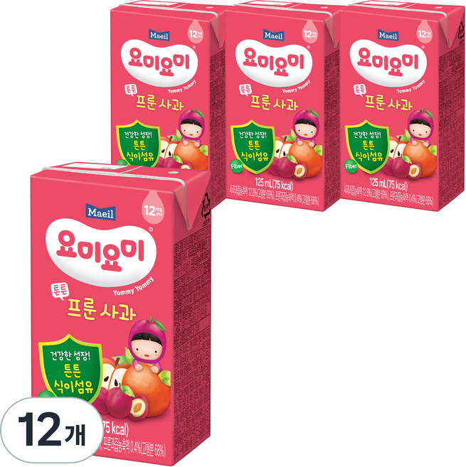 Maeil 孩童蘋果李子汁, 125ml, 12入