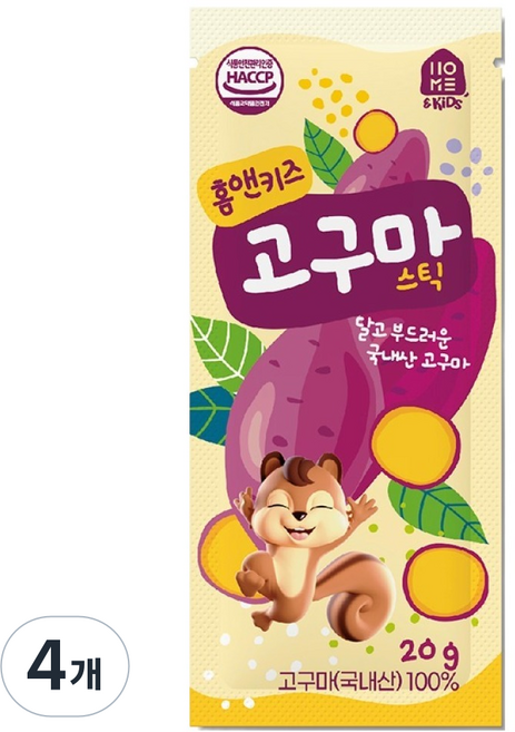 홈앤키즈 고구마스틱, 4개, 20g, 고구마맛
