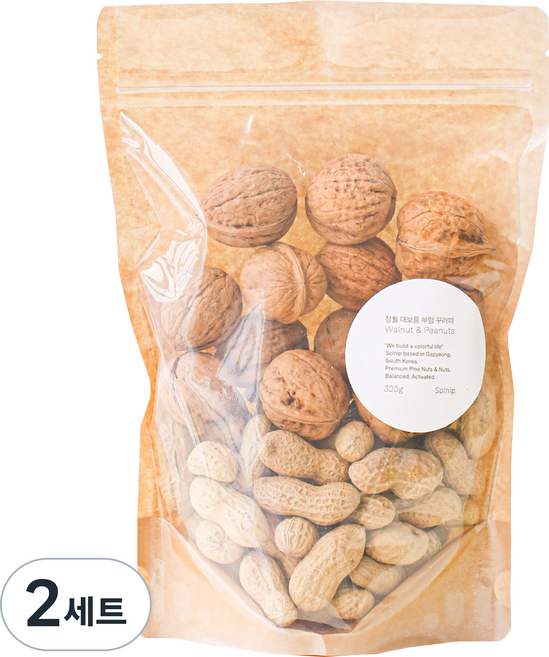 솔닙 유명산지 정월대보름 부럼 피호두 150g + 피땅콩 150g 세트, 300g, 2세트