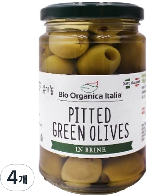Bio Organica Italia 去籽綠橄欖, 4個, 280g