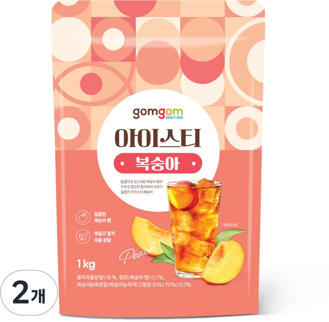 곰곰 아이스티 복숭아, 1kg, 1개입, 2개