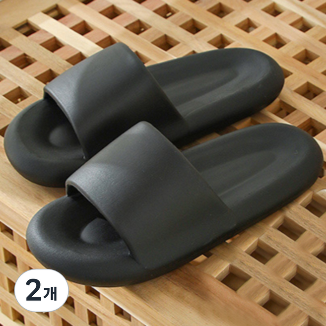 구띵 층간소음 마시멜로 거실화, 블랙, 2개