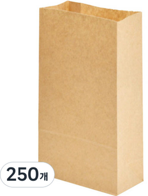 Packguy 牛皮紙一般方底紙袋 小, 250個, 1入